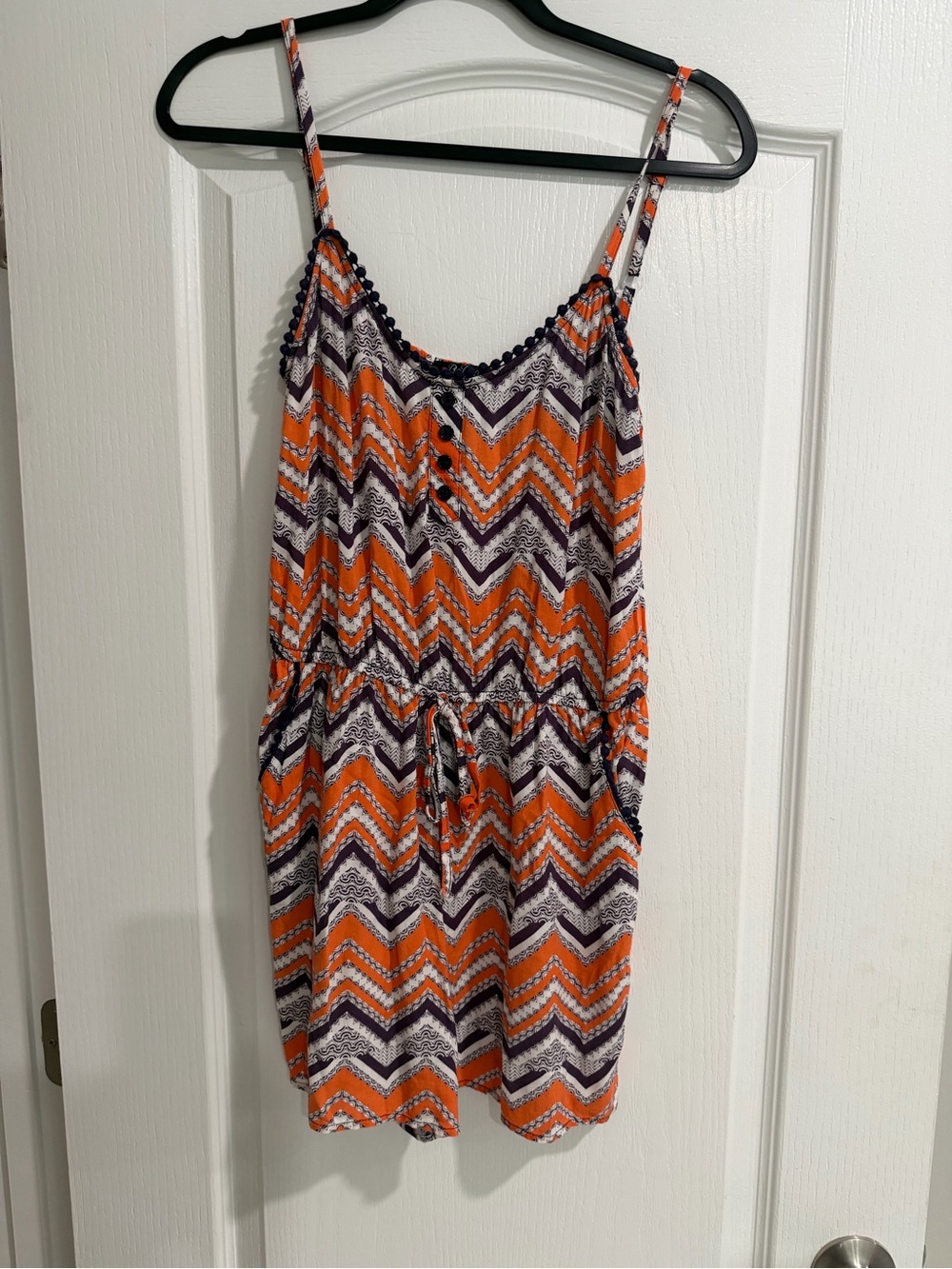 BeBop White Floral Print Romper with Orange Trim